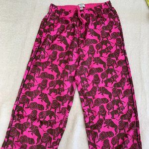 J Crew 100% Silk Pink/ Black Lounge Pants